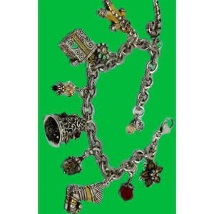Brighton Christmas winter charms chain bracelet silver plated statement